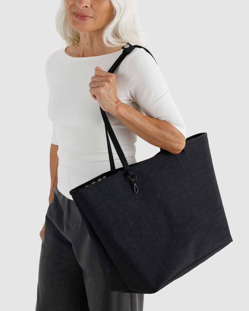 Large Nylon Reversible Tote - Black Mix
