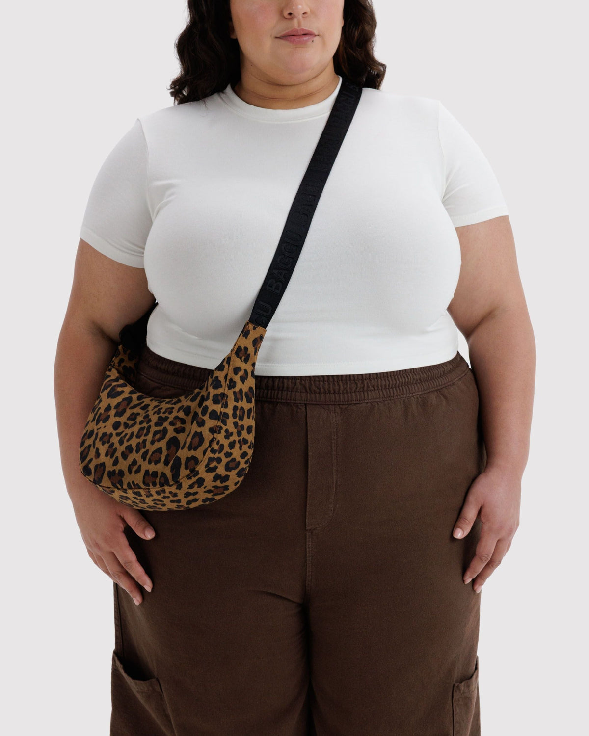 Small Nylon Crescent Bag - Leopard