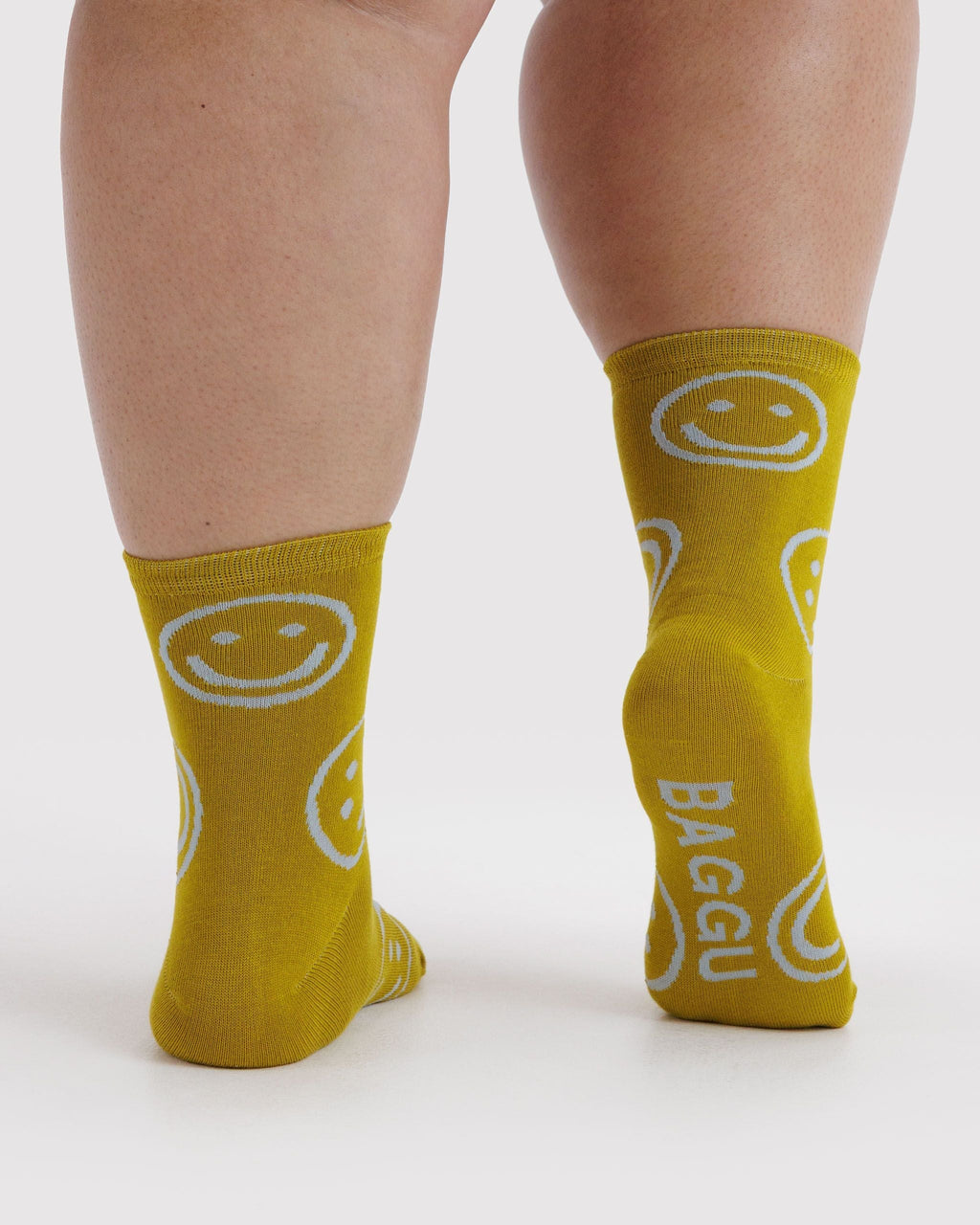 Crew Sock - Ochre Happy