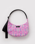 Medium Nylon Crescent Bag - Market Plaid Pink